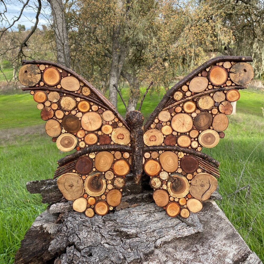 Handmade Wood Mosaic Butterfly
